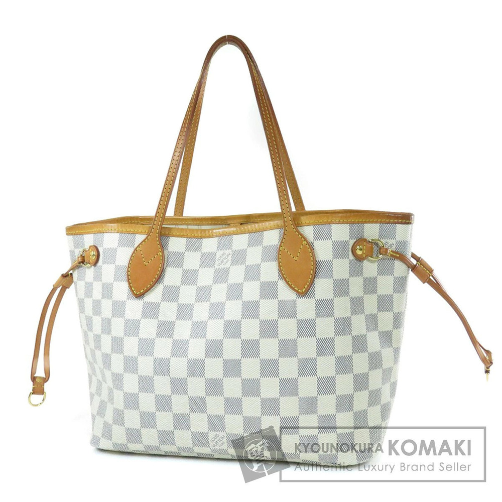 Louis Vuitton Neverfull Tote Bag Damier Canvas Azur White
